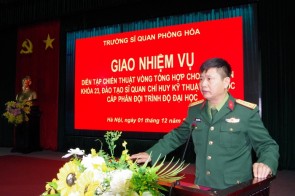 TRƯỜNG SĨ QUAN PHÒNG HÓA TỔ CHỨC GIAO NHIỆM VỤ VÀ  KIỂM TRA CÔNG TÁC CHUẨN BỊ DIỄN TẬP CUỐI KHÓA CHO   HỌC VIÊN KHÓA 23, ĐÀO TẠO SĨ QUAN CHỈ HUY - KỸ THUẬT HÓA HỌC CẤP PHÂN ĐỘI TRÌNH ĐỘ ĐẠI HỌC