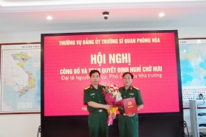 THƯỜNG VỤ ĐẢNG ỦY TRƯỜNG SĨ QUAN PHÒNG HÓA TỔ CHỨC HỘI NGHỊ CÔNG BỐ VÀ TRAO QUYẾT ĐỊNH NHÂN SỰ CÁN BỘ, THĂNG QUÂN HÀM SĨ QUAN ĐỢT 2 NĂM 2022